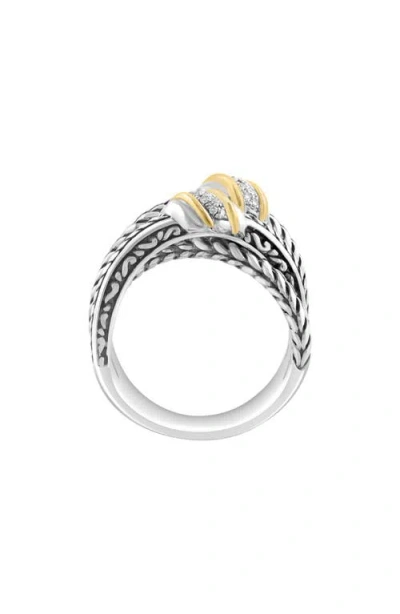Effy Diamond Two Tone Crossover Ring In Silver