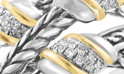Effy Diamond Two Tone Crossover Ring In Silver
