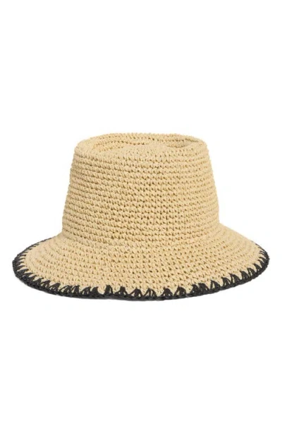 Vince Camuto Telescope Open Straw Bucket Hat In Brown