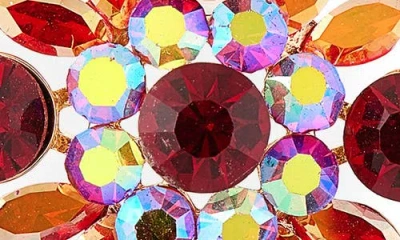 Tasha Crystal Flower Stud Earrings In Red