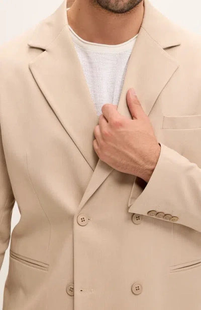 Ron Tomson Super Relaxed Double Breasted Tuxedo Jacket In Neutral