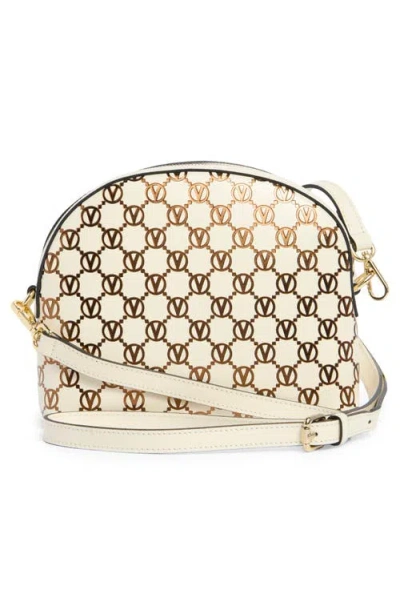 Valentino By Mario Valentino Diana Monogram Leather Crossbody Bag In White