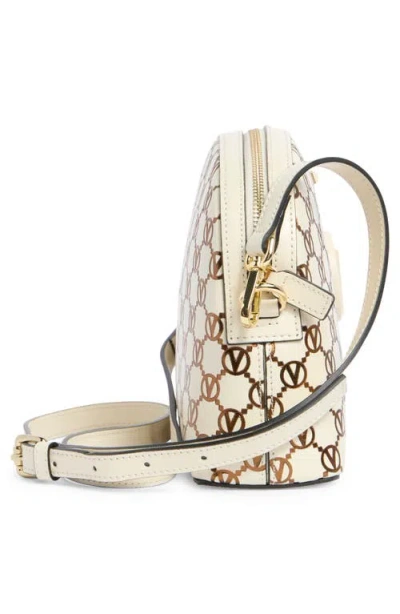 Valentino By Mario Valentino Diana Monogram Leather Crossbody Bag In White