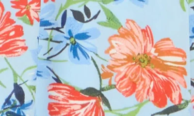 T Tahari Floral Long Sleeve Maxi Shirtdress In Blue