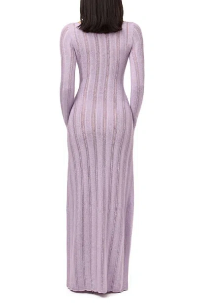 Naked Wardrobe Long Sleeve Knit Maxi Dress In Purple
