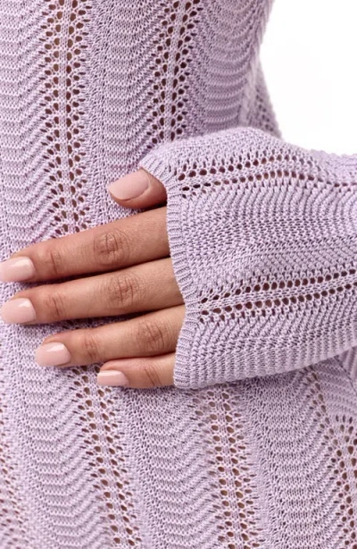 Naked Wardrobe Long Sleeve Knit Maxi Dress In Purple