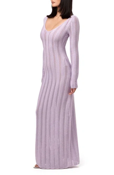 Naked Wardrobe Long Sleeve Knit Maxi Dress In Purple