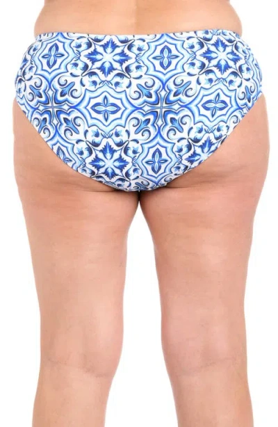 La Blanca Plus Size Alboran Printed Tummy-control Bikini Bottoms In Blue