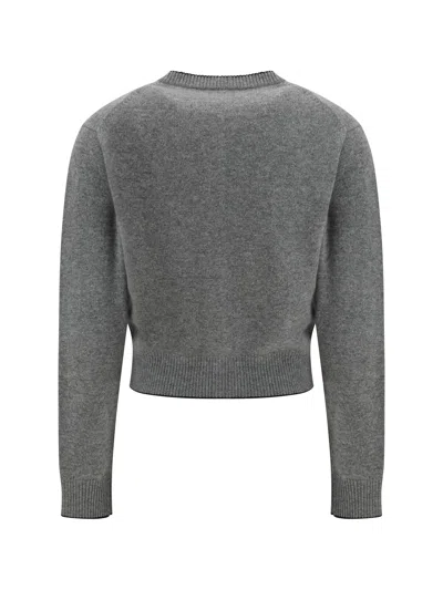 Chloé Wool And Cashmere Cardigan With Logo Knitwear Grey In Gray