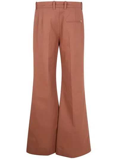 Chloé Pantalone Dalla Gamba Ampia In Cotone Mattone In Gold