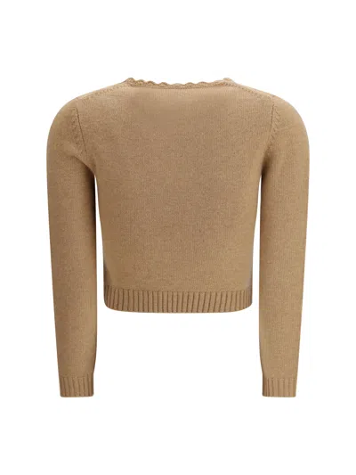 Chloé Scalloped Wool And Cashmere Blend Sweater In Neutral