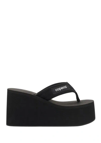 Coperni Women Branded Wedge Sandals In Black