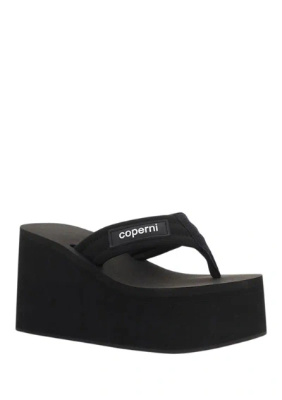 Coperni Women Branded Wedge Sandals In Black