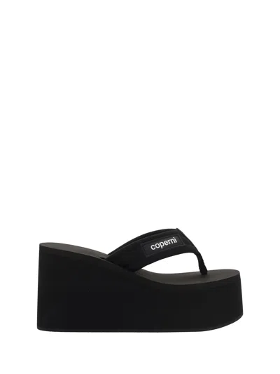 Coperni Women Branded Wedge Sandals In Black