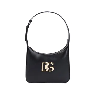 Dolce & Gabbana Leather Tote Bag With Logo Plaque In Black