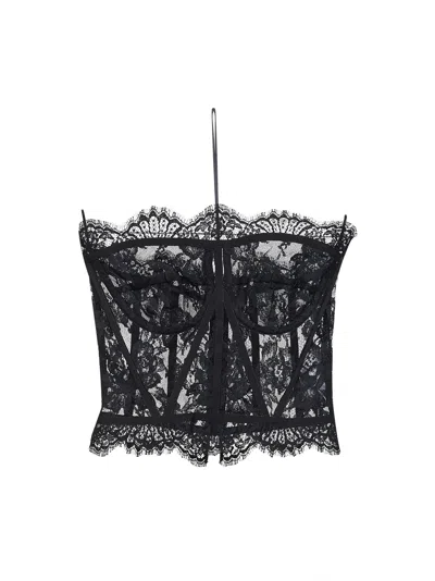 Dolce & Gabbana Women Black Chantilly Lace Bustier In Multi