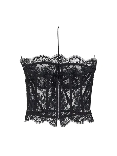 Dolce & Gabbana Women Black Chantilly Lace Bustier In Multi