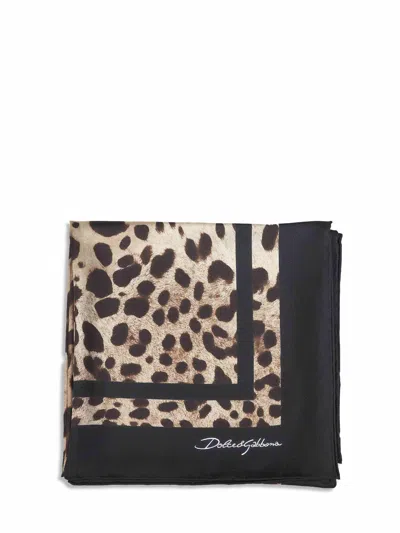 Dolce & Gabbana Women Leopard Print Silk Twill Scarf In Brown