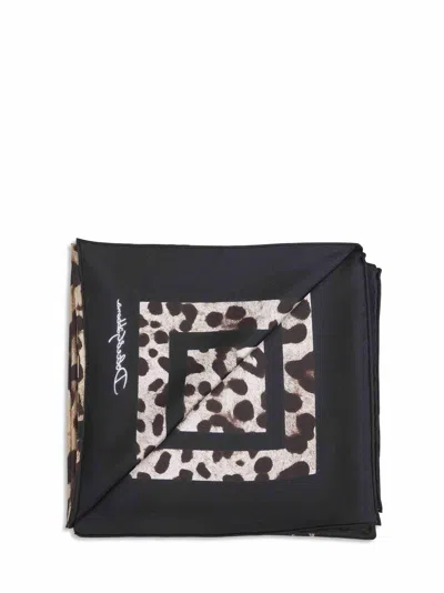 Dolce & Gabbana Women Leopard Print Silk Twill Scarf In Brown