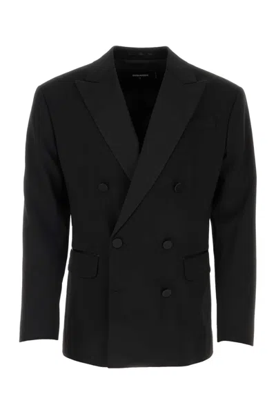 Dsquared2 Dsquared Men Black Stretch Wool Dan Db Blazer In Black