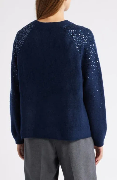Vince Camuto Sequin Crewneck Sweater In Blue