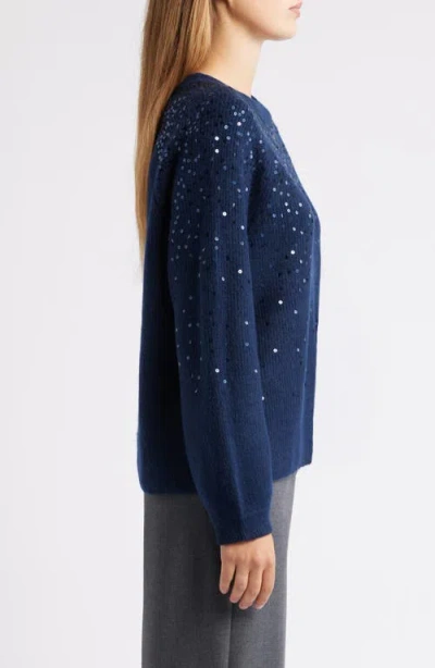 Vince Camuto Sequin Crewneck Sweater In Blue