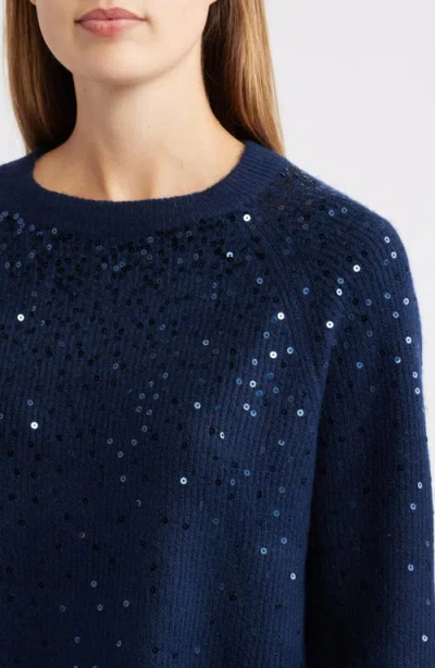 Vince Camuto Sequin Crewneck Sweater In Blue