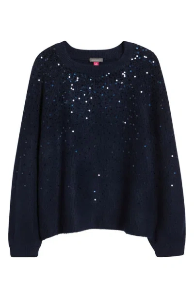 Vince Camuto Sequin Crewneck Sweater In Blue