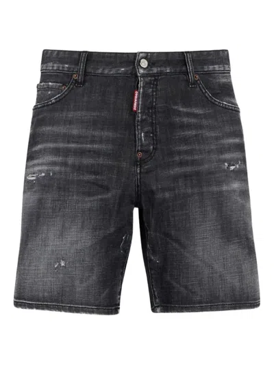Dsquared2 Straight Denim Bermuda Shorts In Multi