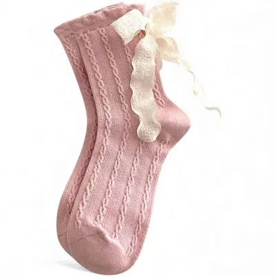 High Heel Jungle By Kathryn Eisman Women's Mel Bow Socks Pink In Pink