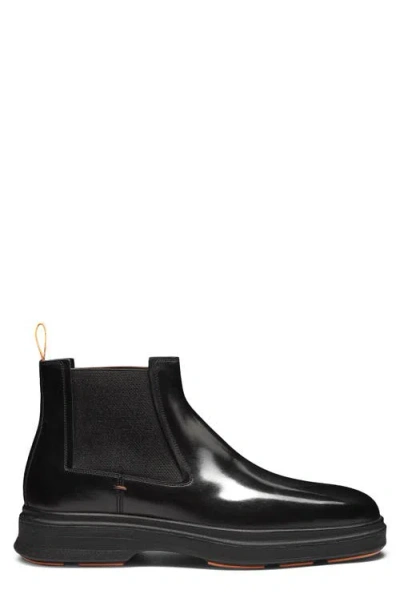 Santoni Easy Ankle Boots Made Of Leather In Black