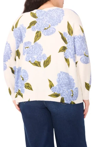 Cece Rosa Jubilee Celebration Floral Sweater In Blue