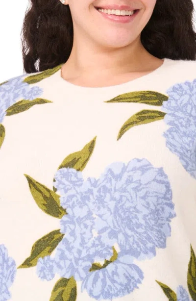 Cece Rosa Jubilee Celebration Floral Sweater In Blue