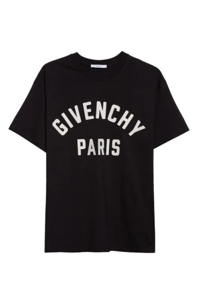 Givenchy Men Black Crewneck T-shirt With Maxi Logo Lettering On The Front In Cotton Man