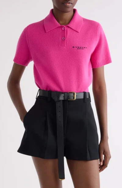 Givenchy Short-sleeve Cashmere-wool Polo Shirt In Pink