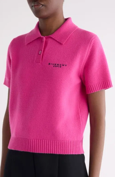 Givenchy Short-sleeve Cashmere-wool Polo Shirt In Pink