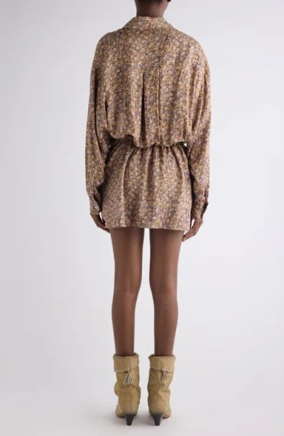Isabel Marant Harmony Floral Long Sleeve Minidress In Brown