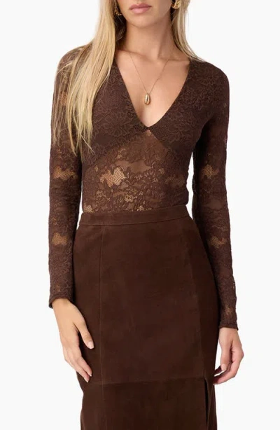 Cami Nyc Nami Lace Bodysuit In Brown