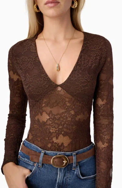 Cami Nyc Nami Lace Bodysuit In Brown