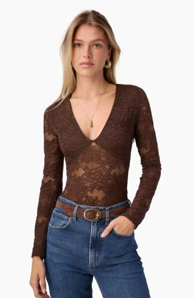 Cami Nyc Nami Lace Bodysuit In Brown