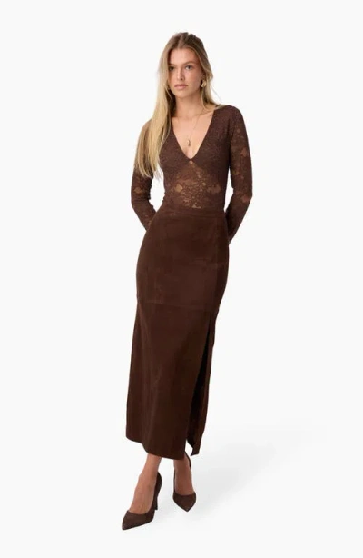 Cami Nyc Nami Lace Bodysuit In Brown