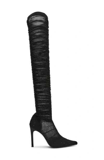 Steve Madden Rashida Sheer Mesh Over The Knee Boot In Black