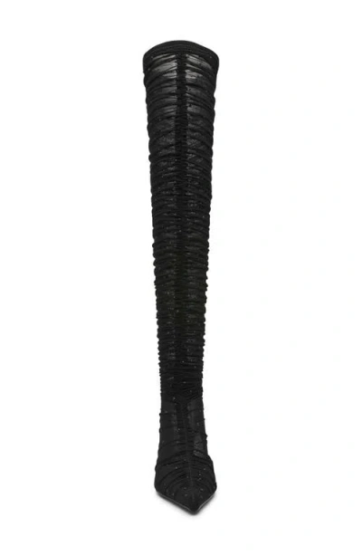 Steve Madden Rashida Sheer Mesh Over The Knee Boot In Black