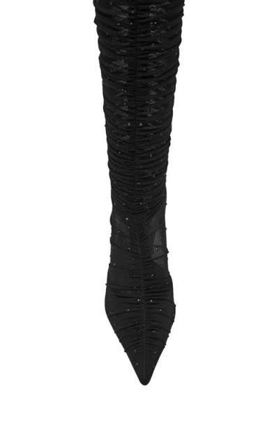 Steve Madden Rashida Sheer Mesh Over The Knee Boot In Black