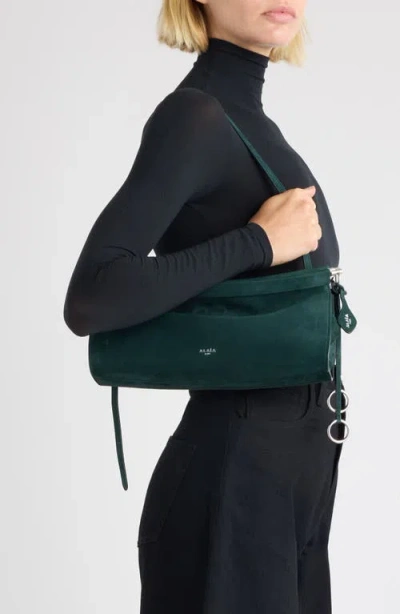 Alaïa Medium Le Click East/west Nubuck Shoulder Bag In Green