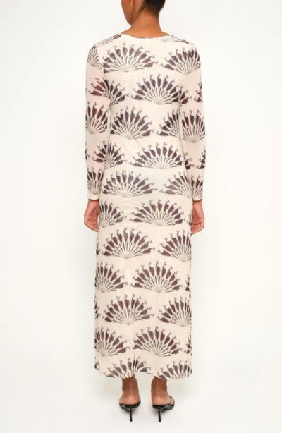 The Lulo Project Nellas Paisley Long Sleeve Mesh Maxi Dress In White