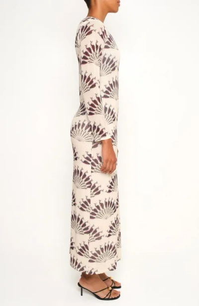 The Lulo Project Nellas Paisley Long Sleeve Mesh Maxi Dress In White