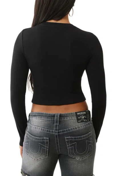 True Religion Long Sleeve Buddha Graphic Tee In Black