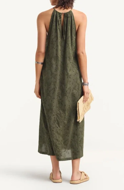 Vitamin A ® Alora Embroidered Organic Cotton Cover-up Maxi Dress In Green