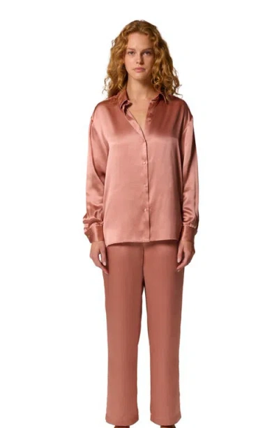 Simone Perele Love Me Silk Lounge Pants In Animal Print